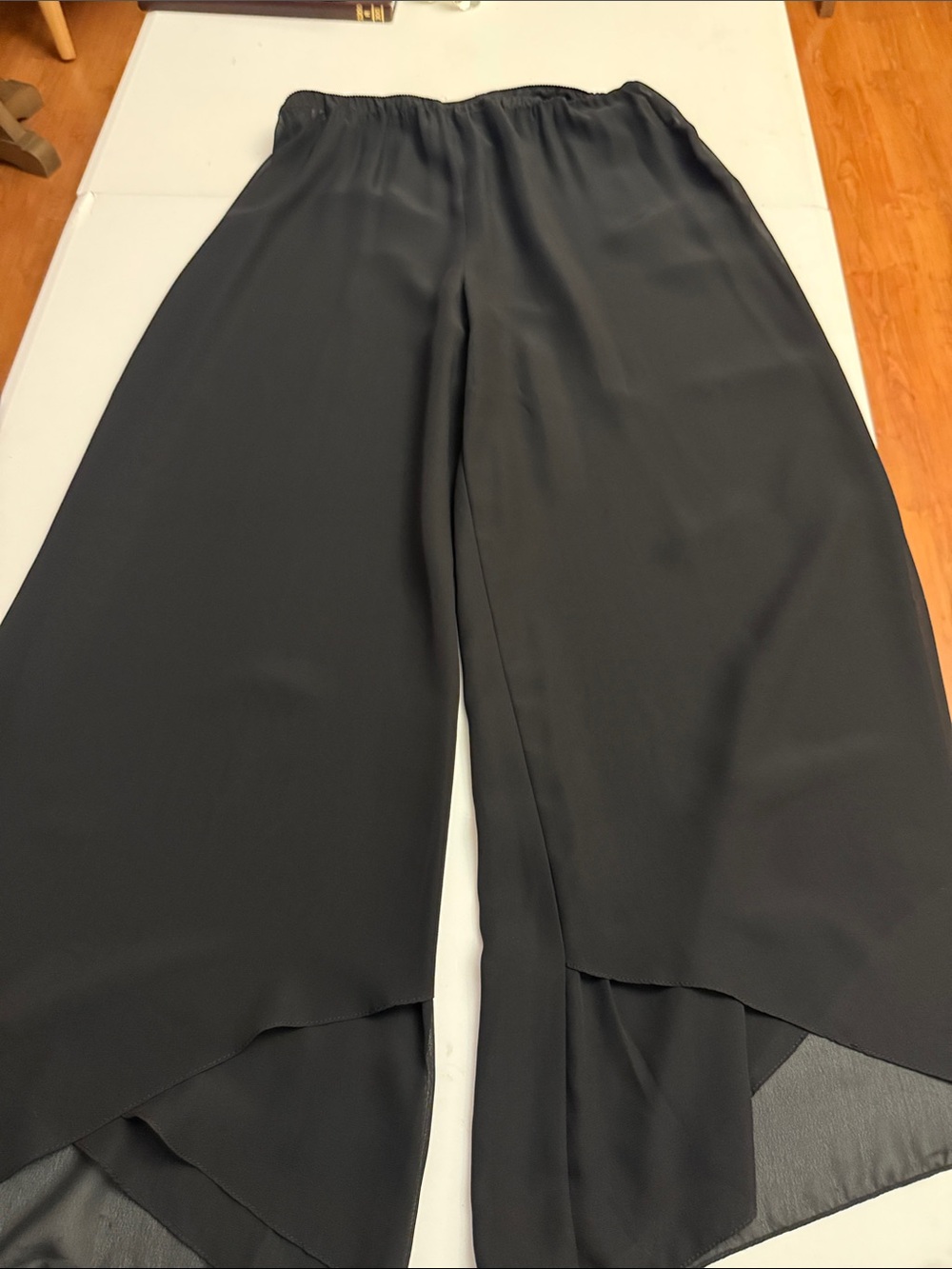 Alex Evenings Black Wide-Leg Layered Palazzo Pants